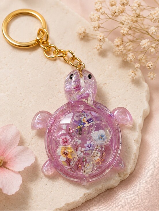 Accessories - 1 Of A Kind!! Pink Turtle Resin Keychain